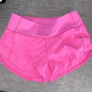 Lululemon- Low rise speed ups inseam of 2.5 (Sonic pink)